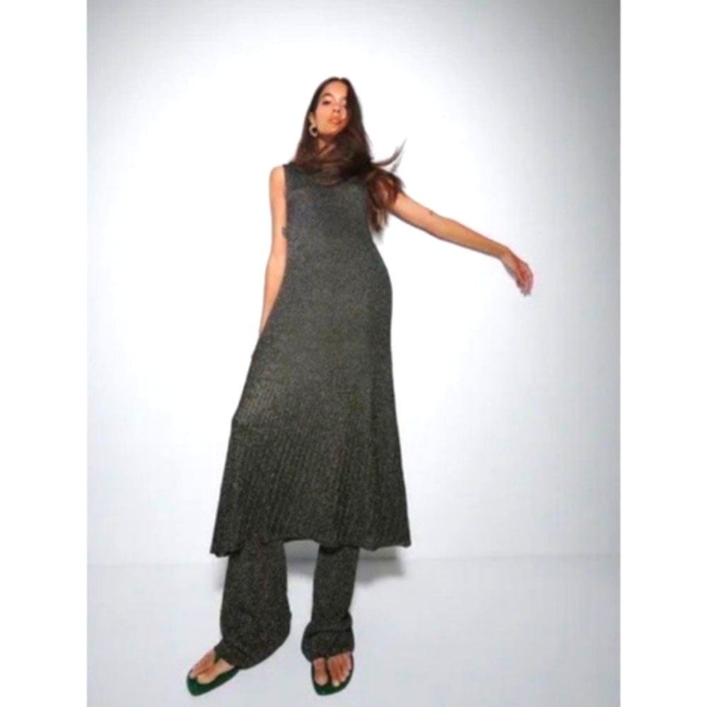 Zara metallic thread knit pants medium 3859/006